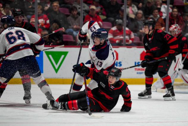 Saginaw Spirit center Carson Harmer vs. the Soo Greyhounds