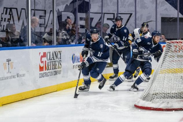 Worcester Railers forward Matthew Kopperud handles the puck