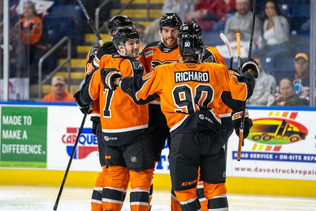 Lehigh Valley Phantoms celebrate a goal