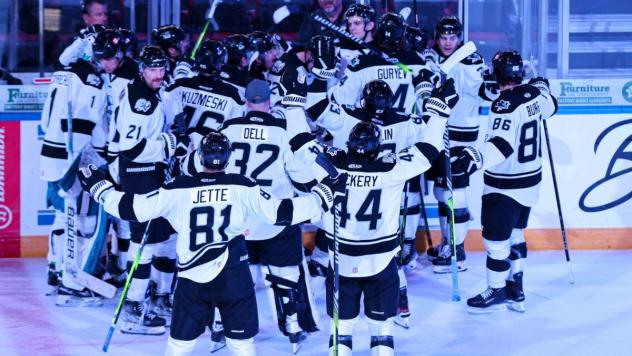 Wichita Thunder celebrate an overtime win