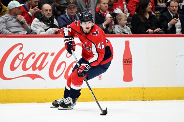 Defenseman Lucas Johansen with the Washington Capitals
