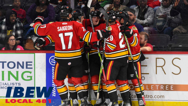 Indy Fuel celebrate a goal against the Reading Royals