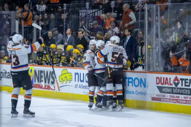 Lehigh Valley Phantoms celebrate a goal