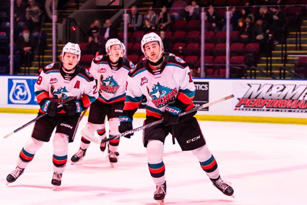 Michael Cicek of the Kelowna Rockets leads the charge