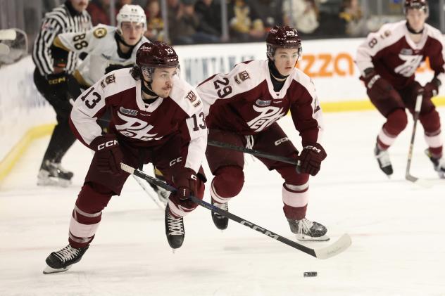 Peterborough Petes' Gavin Bryant and Braydon McCallum on game night