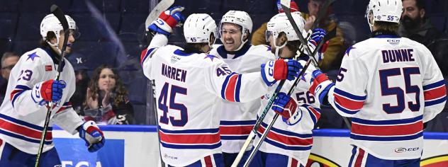 Rochester Americans celebrate a goal