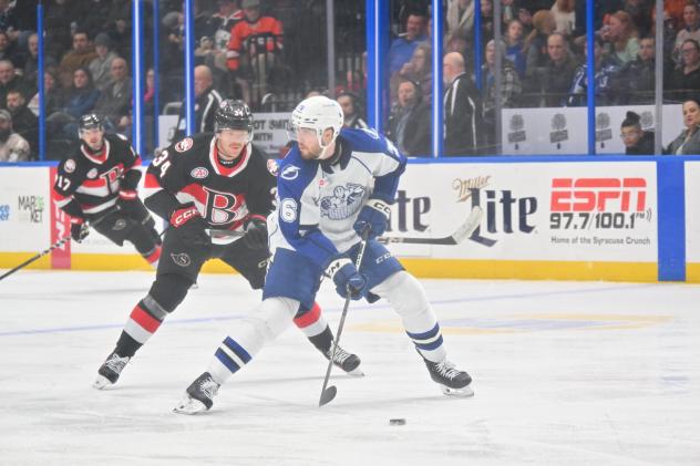 Syracuse Crunch defenseman Roman Schmidt vs. the Belleville Senators