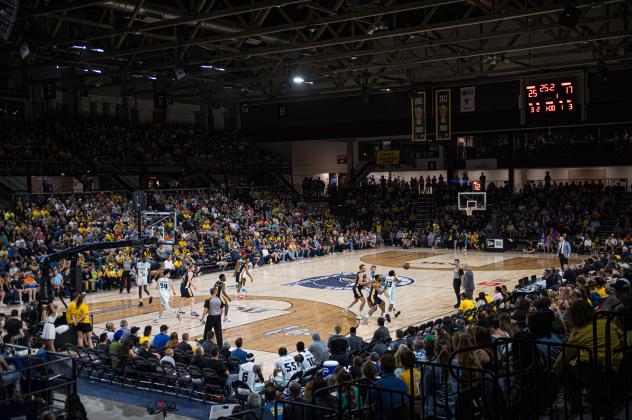 Edmonton Stingers play before a big crowd at the Edmonton EXPO Centre