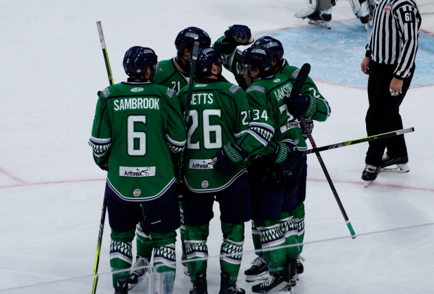 Florida Everblades celebrate a goal