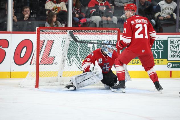 Allen Americans goaltender Anson Thornton vs. the Fort Wayne Komets