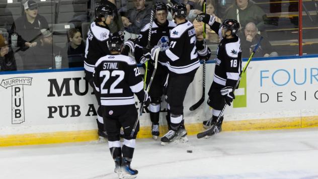 Wichita Thunder exchange congratulations on the ice