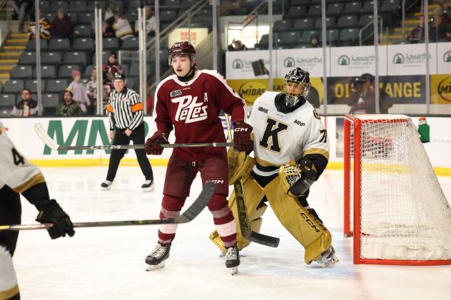 Peterborough Petes right wing Ryder McIntyre vs. the Kingston Frontenacs