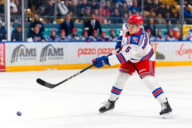 Kitchener Rangers' Matthew Andonovski in action