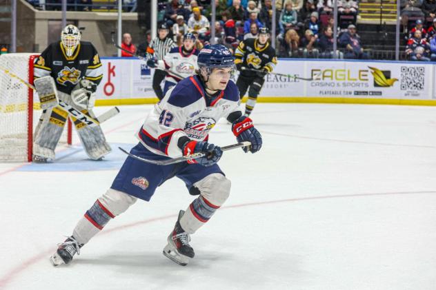 Saginaw Spirit's Jacob Cloutier in action