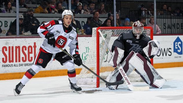 Peterborough Petes goaltender Zach Bowen vs. the Ottawa 67's
