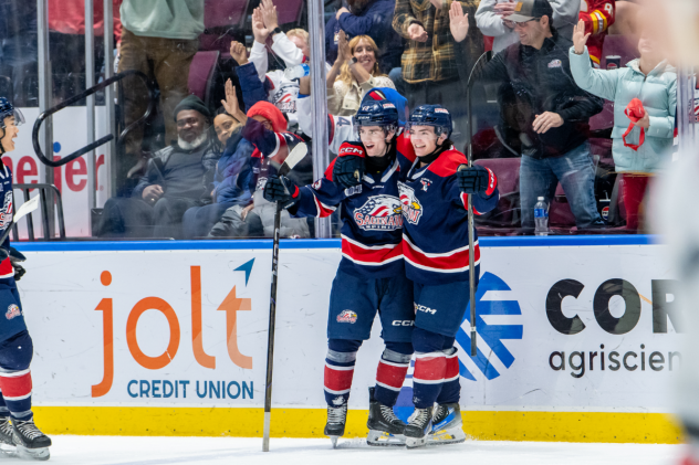 Saginaw Spirit celebrate a goal