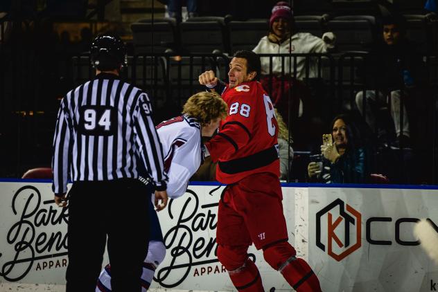 Rapid City Rush's Garrett Klotz versus Tulsa Oilers' Cade McNelly