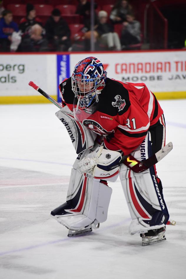 Goaltender Brady Smith with the Moose Jaw Warriors