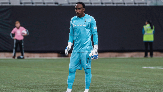Goalkeeper Triston Henry with Forge FC