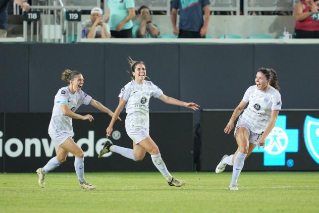 Racing Louisville FC celebrates a goal