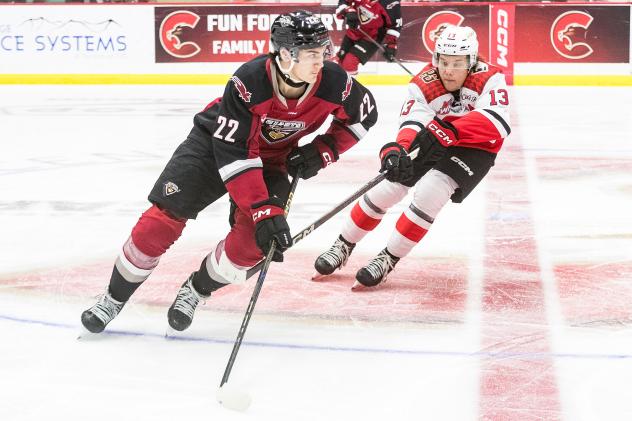 Vancouver Giants right wing Tyler Thorpe vs. the Prince George Cougars