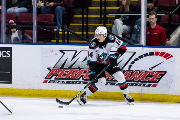 Kelowna Rockets' Kalder Varga in action