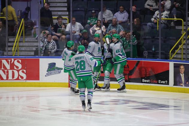 Florida Everblades celebrate a goal