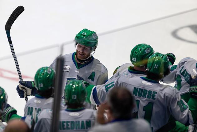 Florida Everblades are all smiles along the bench