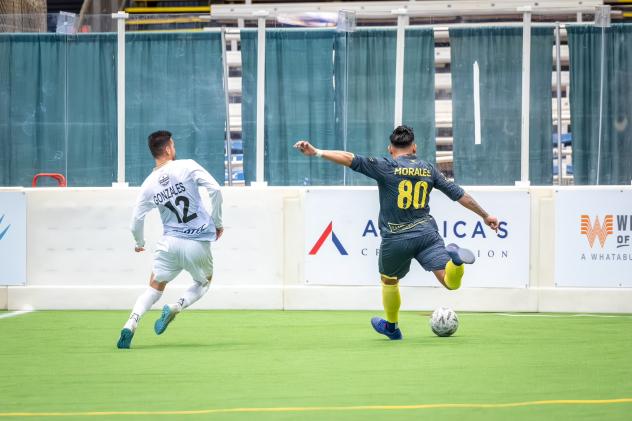San Diego Sockers' Luiz Morales and Charlie Gonzalez in action
