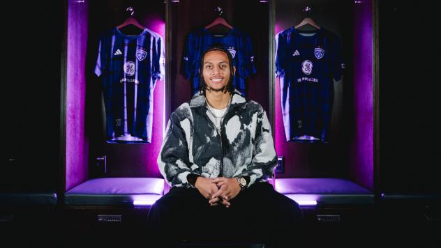 Midfielder Elijah Wynder with Louisville City FC