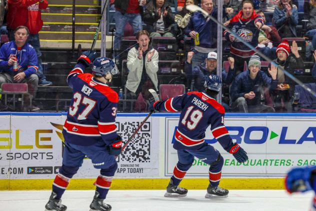 Saginaw Spirit's Ethan Weir and Zayne Parekh on game night