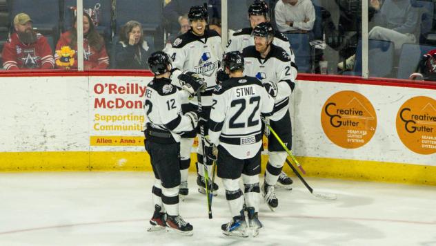 Wichita Thunder gather following a goal