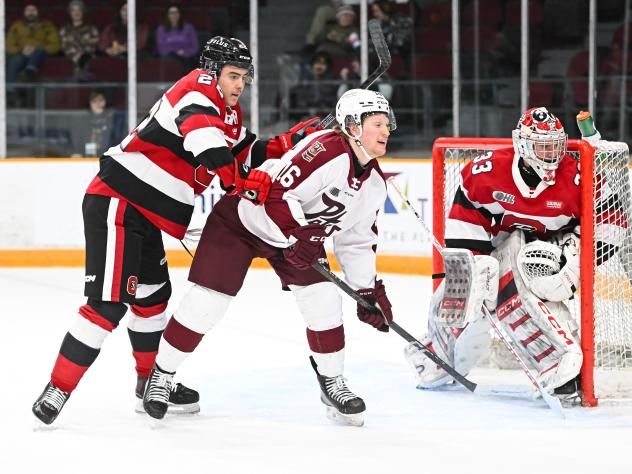 Peterborough Petes right wing Brady Stonehouse looks for a score vs. the Ottawa 67's