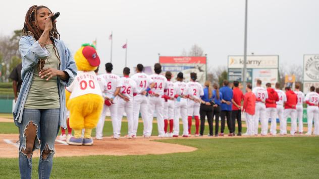 Singing the National Anthem at a Jersey Shore BlueClaws game