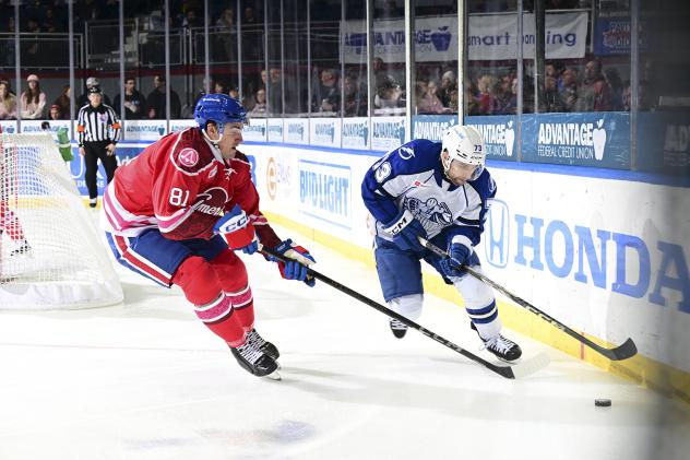 Rochester Americans' Brett Murray versus Syracuse Crunch's Conor Sheary