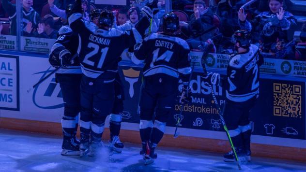 Wichita Thunder celebrate with the crowd