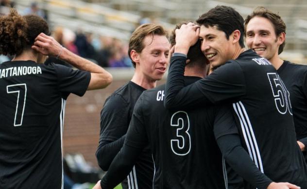Chattanooga FC reacts after Tate Robertson's goal