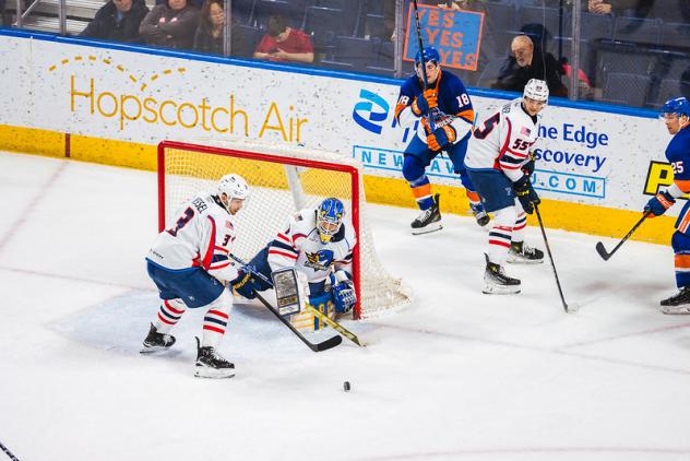 Springfield Thunderbirds goaltender Vadim Zherenko vs. the Bridgeport Islanders