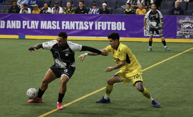 Milwaukee Wave defender Mario Alvarez (right) vs. the Empire Strykers