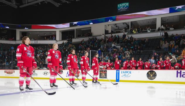 Allen Americans starters line up before the game