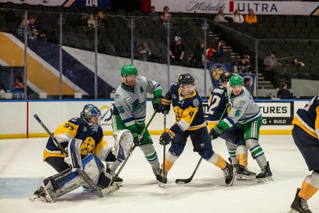 Florida Everblades look for a scoring opportunity against the Norfolk Admirals