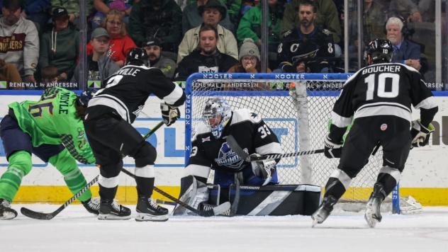 Wichita Thunder goaltender Trevor Gorsuch vs. the Toledo Walleye