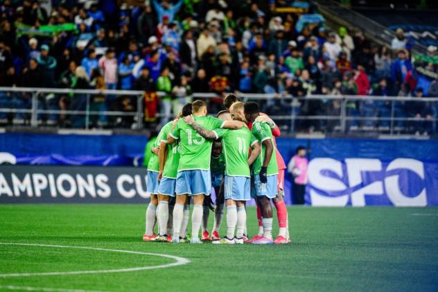 Sounders FC huddle