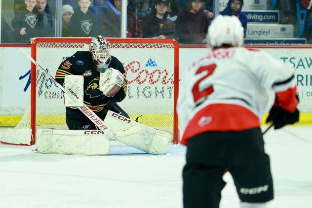 Vancouver Giants goaltender Burke Hood vs. the Prince George Cougars