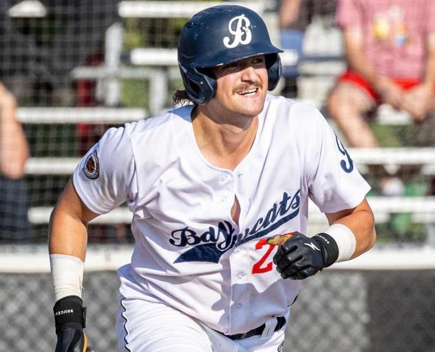 Infielder Nolan Machibroda with the Barrie Baycats