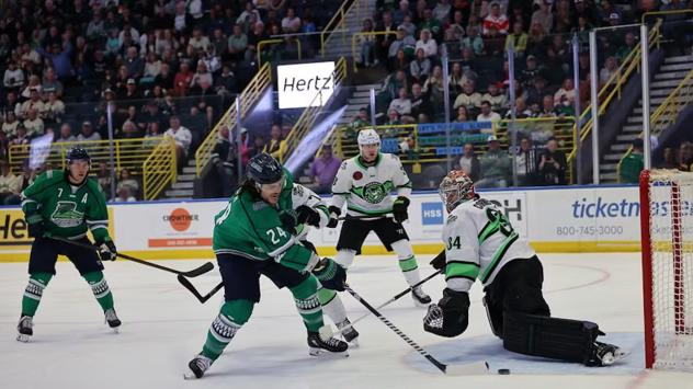 Florida Everblades forawrd Kyle Neuber vs. the Savannah Ghost Pirates