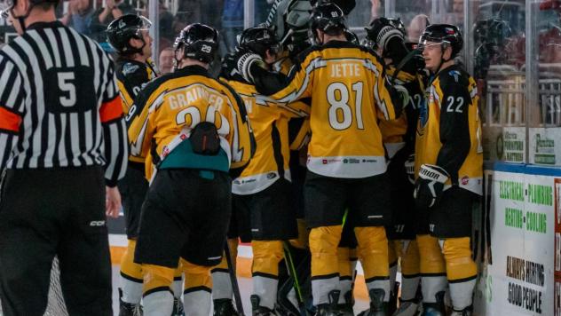 Wichita Thunder celebratory huddle