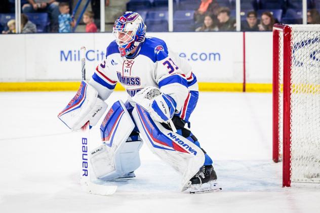 Goaltender Henry Welsch with UMass-Lowell