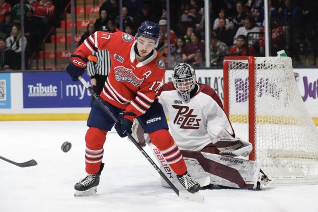 Peterborough Petes goaltender Zach Bowen vs. the Oshawa Generals