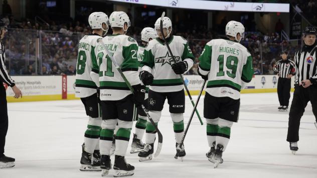 Texas Stars' Kyle Capobianco, Sean Chisholm, Tommy Bergsland, and Cameron Hughes on game night